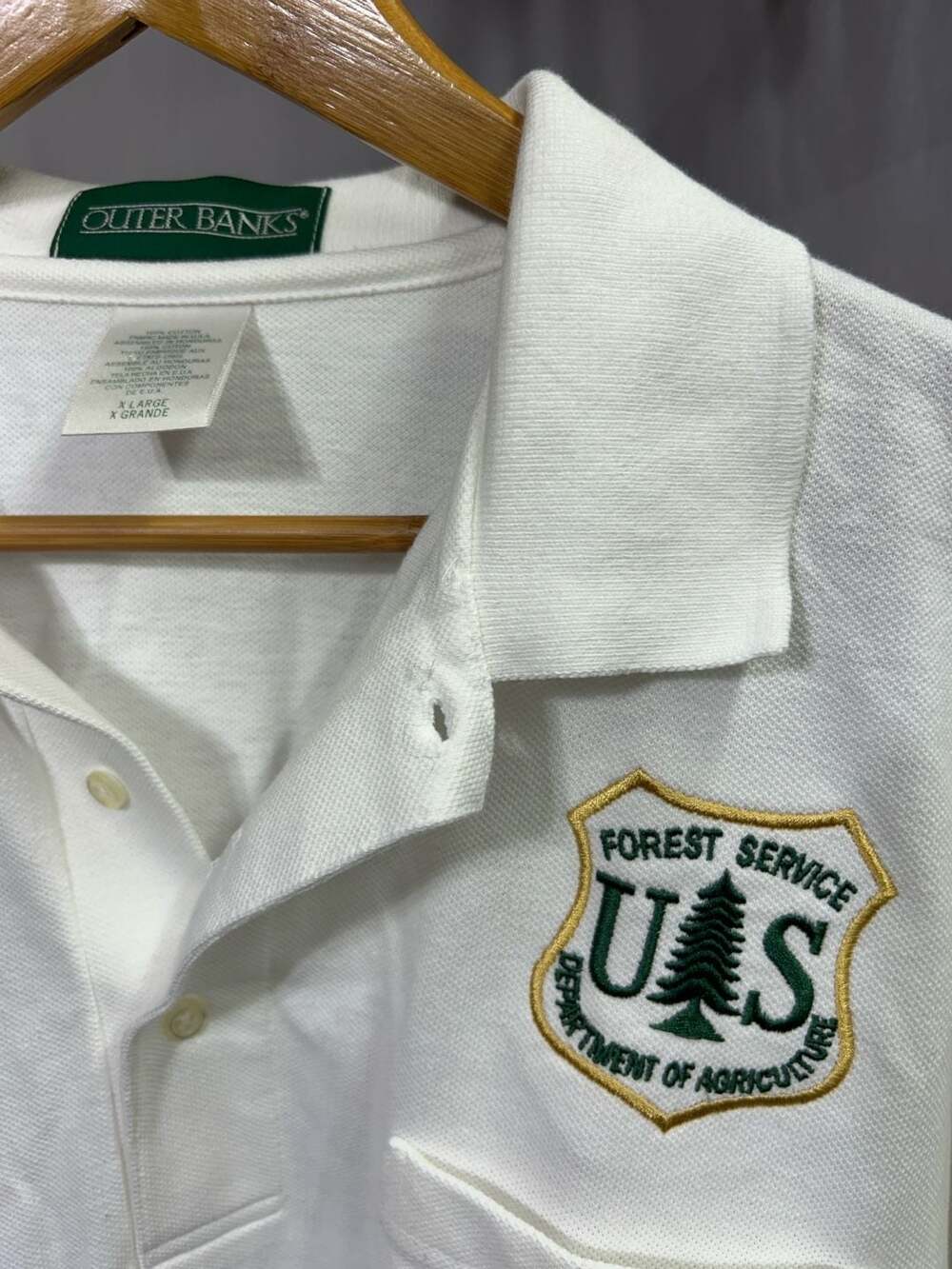 Outer Banks US Forest Service Department of Agriculture Polo Shirt White XL